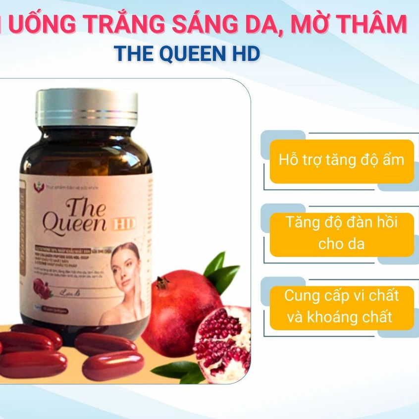 [TẶNG SIRO HO 65K] The Queen HD - Trắng sáng da, Mờ thâm - Lọ 30 Viên