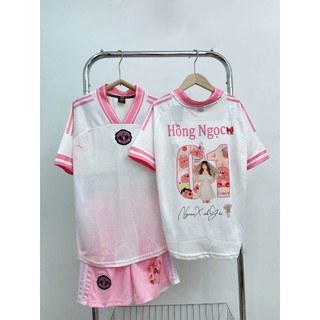 [CÓ IN TÊN] Bộ áo bóng đá trẻ em MU HỒNG in hello đánh cầu đủ size cho bé 8-65kg, chất thun lạnh thoáng mát Top Kid