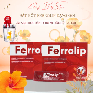 Sắt Bột Ferrolip dạng gói , Sắt Sinh học dành cho mẹ bầu Hộp 20 gói thuần chay