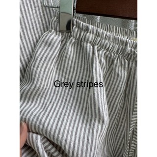 (Sẵn HCM)-Set bộ nữ LINEN 100% sọc, áo sơ mi mix quần đùi ống rộng lưng thun. Form rộng. S01
