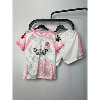 [CÓ IN TÊN] Bộ áo bóng đá trẻ em REAL TRẮNG RỒNG HỒNG in hello chất thun lạnh thoáng mát Top Kid