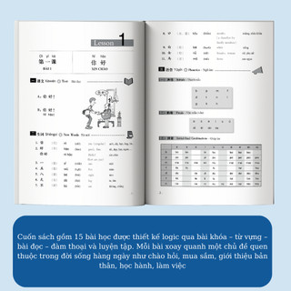 Sách Tự học tiếng Trung: Giáo trình Hán ngữ 1, Mindmap từ vựng, ngữ pháp, giao tiếp theo giáo trình Hán ngữ
