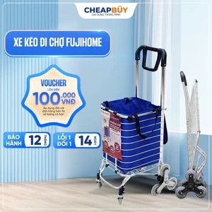 Xe kéo đi chợ siêu thị 8 bánh leo cầu thang FUJIHOME Nhập khẩu, xe đẩy hàng 2 bánh đi chợ có giỏ xếp gọn đa năng