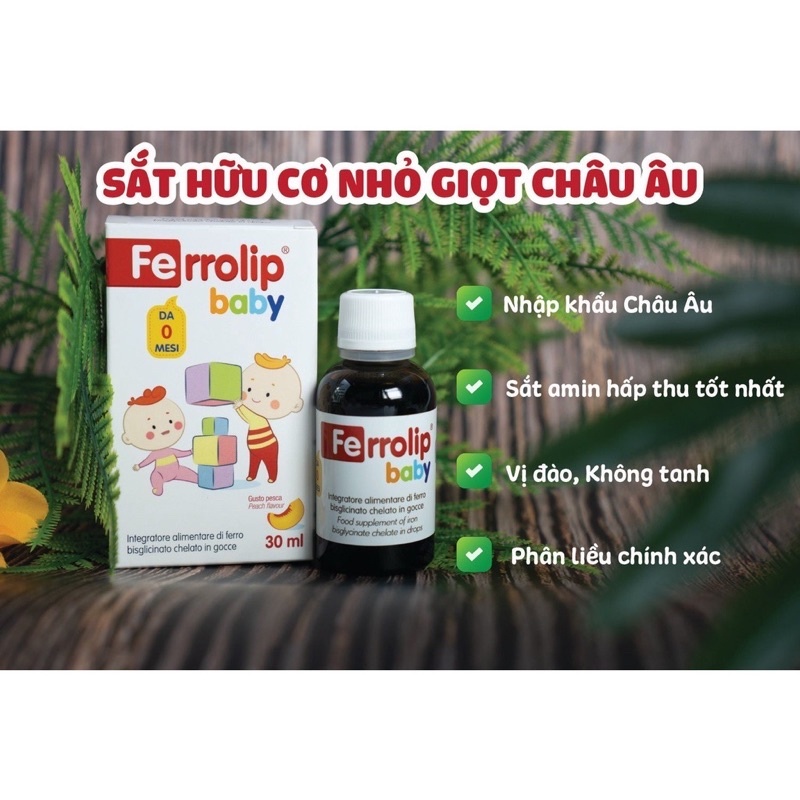 Ferrolip baby sắt hữu cơ nhỏ giọt vị đào cho bé 30ml