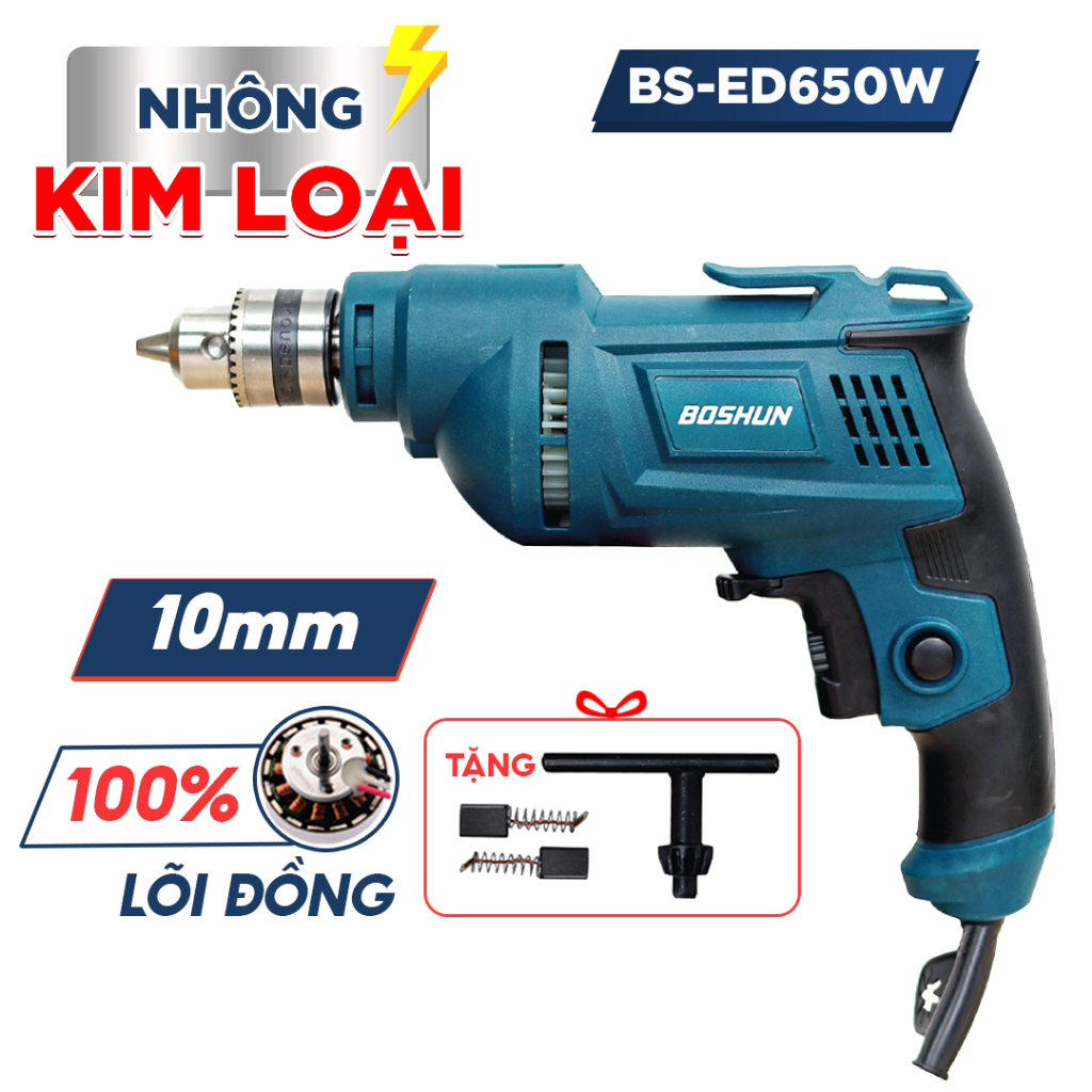 [Chính Hãng] Máy Khoan Đục Bê Tông Điện Boshun 650w Model  BS-ED650W, Chuyên Khoan Tường, Gạch,