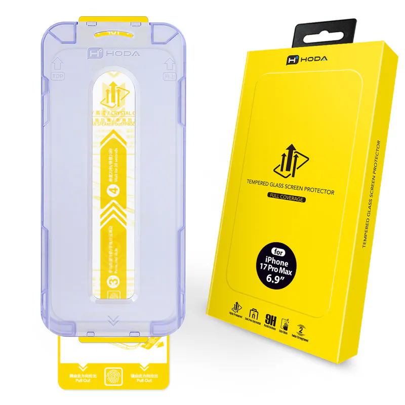 Cường Lực Trong Suốt HODA 2.5D Mỏng 0.33mm Có Khung Trợ Dán  cho iP 17/16/15/14 Series