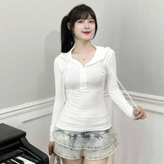 Áo thun dài tay chất tăm cotton ôm body có mũ thời trang Hàn Quốc 247store A.thundaitay432