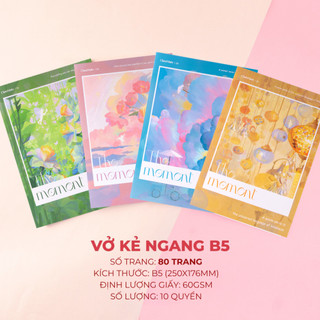 Vở Kẻ Ngang BST The Moment 80/120/200 Trang, Vở Viết Kẻ Ngang Có Chấm CLASSMATE Bìa Chống Nước NB5-08-0203/0204/0205