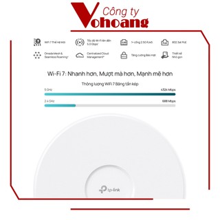Wifi doanh nghiệp TP-Link Omada EAP-723 AccessPoint BE5000 cổng LAN 2.5Gbps Băng thông 240 MHz