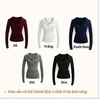 Áo thun dài tay chất tăm cotton ôm body có mũ thời trang Hàn Quốc 247store A.thundaitay432