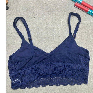 (Size L) Áo lót ren màu xanh navy nữ tính,không gọng không đệm mút hàng VNXK