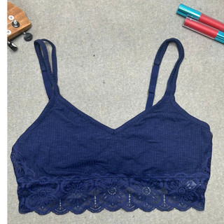 (Size L) Áo lót ren màu xanh navy nữ tính,không gọng không đệm mút hàng VNXK
