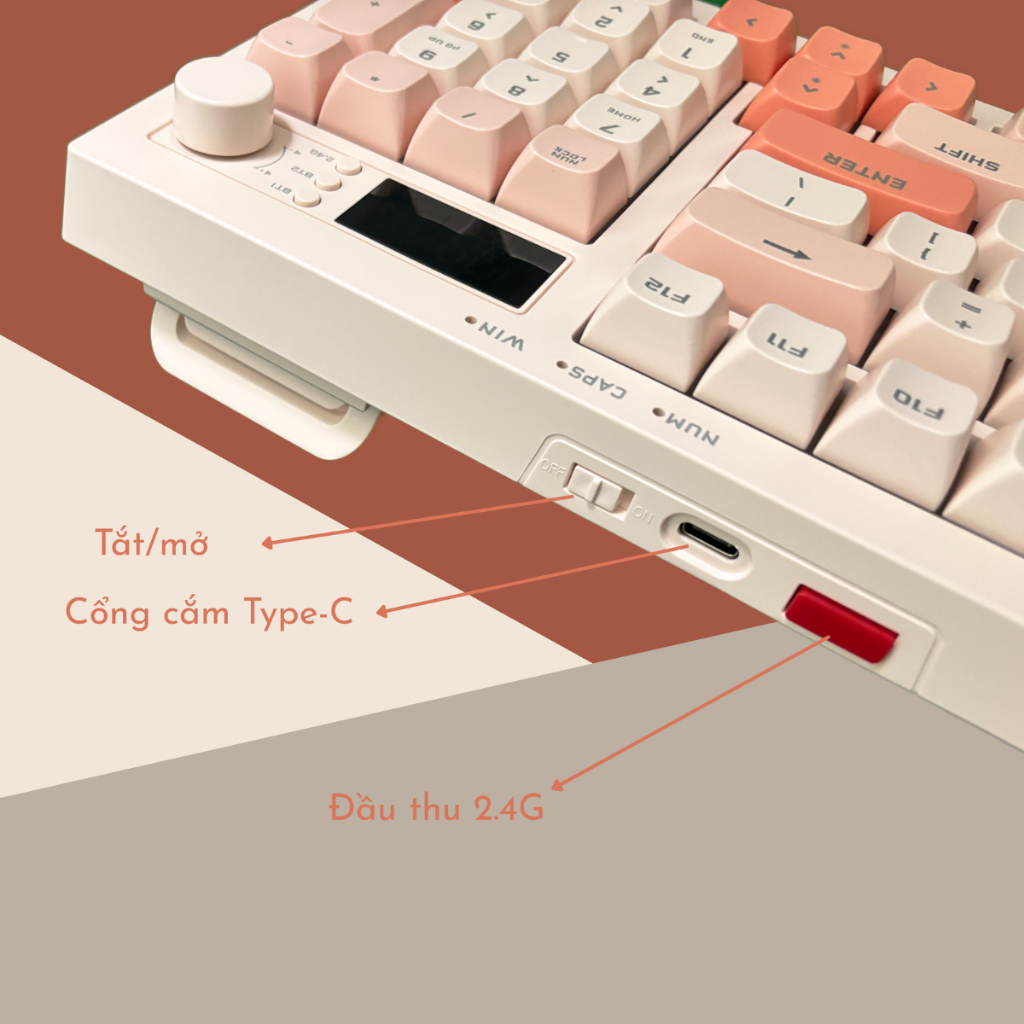 Bàn phím không dây GRIPTEX – Bluetooth / 2.4G / Type-C – Màn hình LED ...