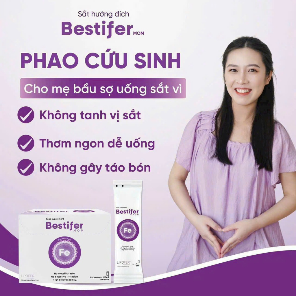 Sắt bầu hướng đích Bestifer Mom và canxi sinh học Bestical X cho mẹ bầu sau sinh hỗ trợ giảm thiếu máu do thiếu sắt