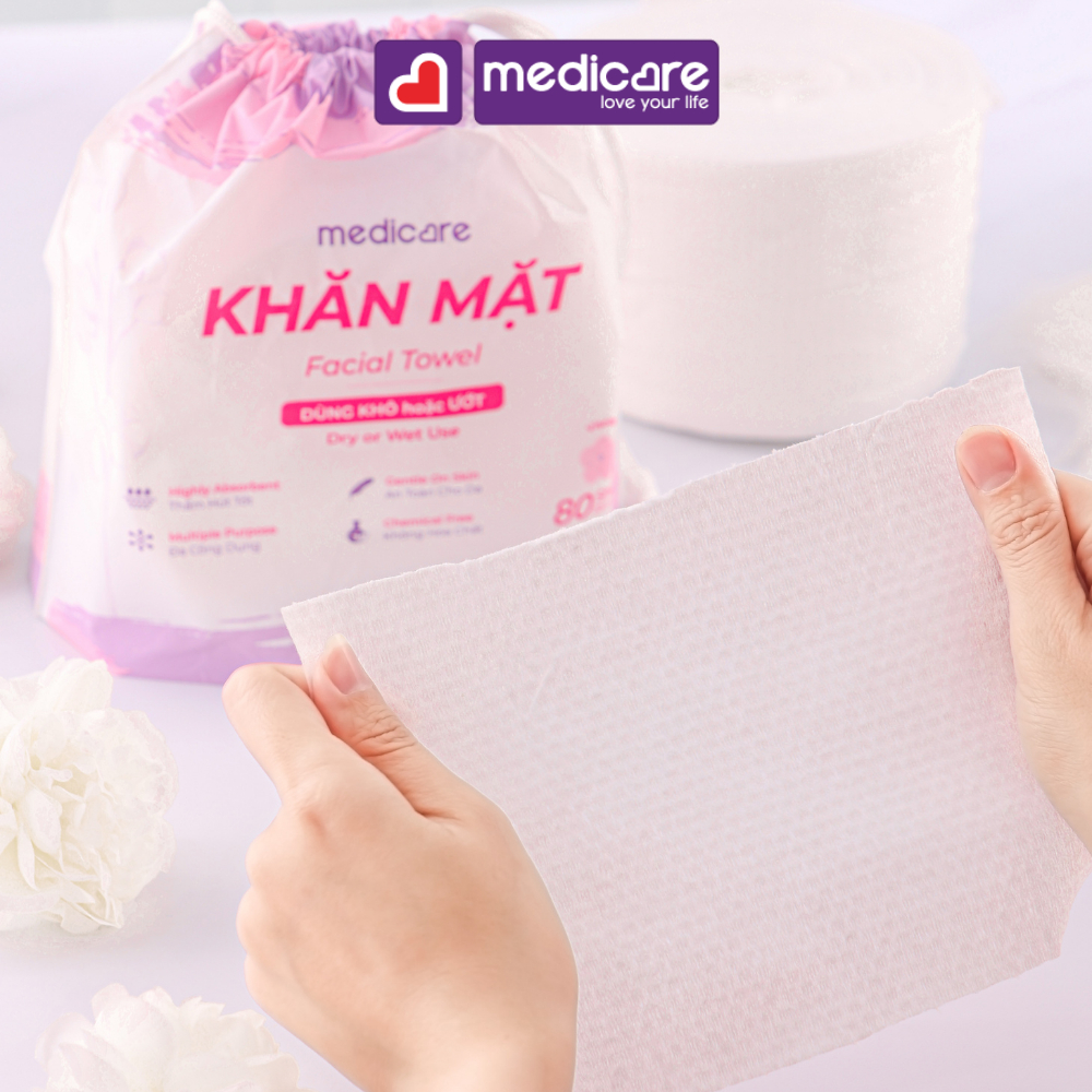 Khăn Mặt Khô MEDiCARE Đa Năng 20x15cm Cuộn 80 tờ