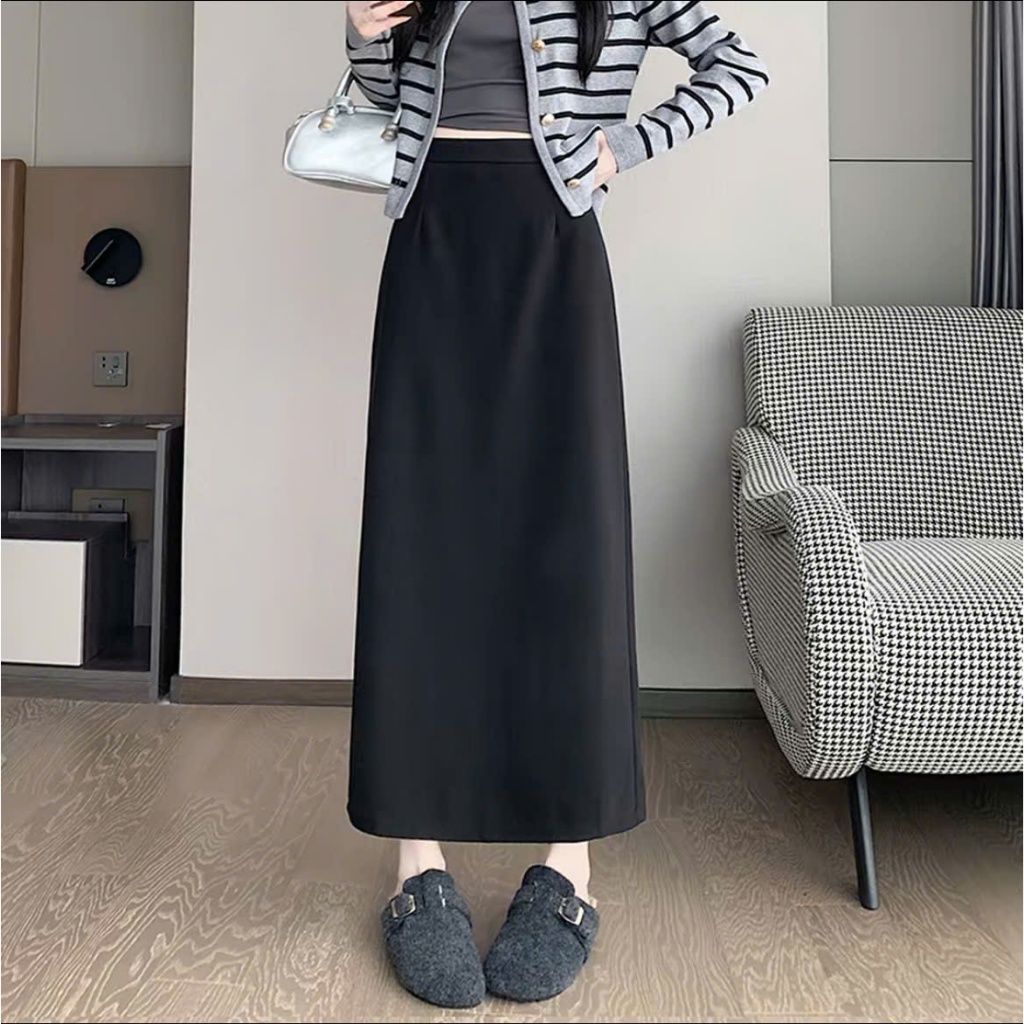 Chân váy A phong cách hàn quốc dáng dài 90cm chất umi co giãn 4 chiều CV03B