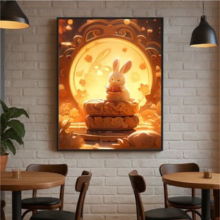 Tranh treo tường hình bánh trung thu BH148 - Tranh treo decor, trang trí trung thu quán nước, trà chanh, cafe