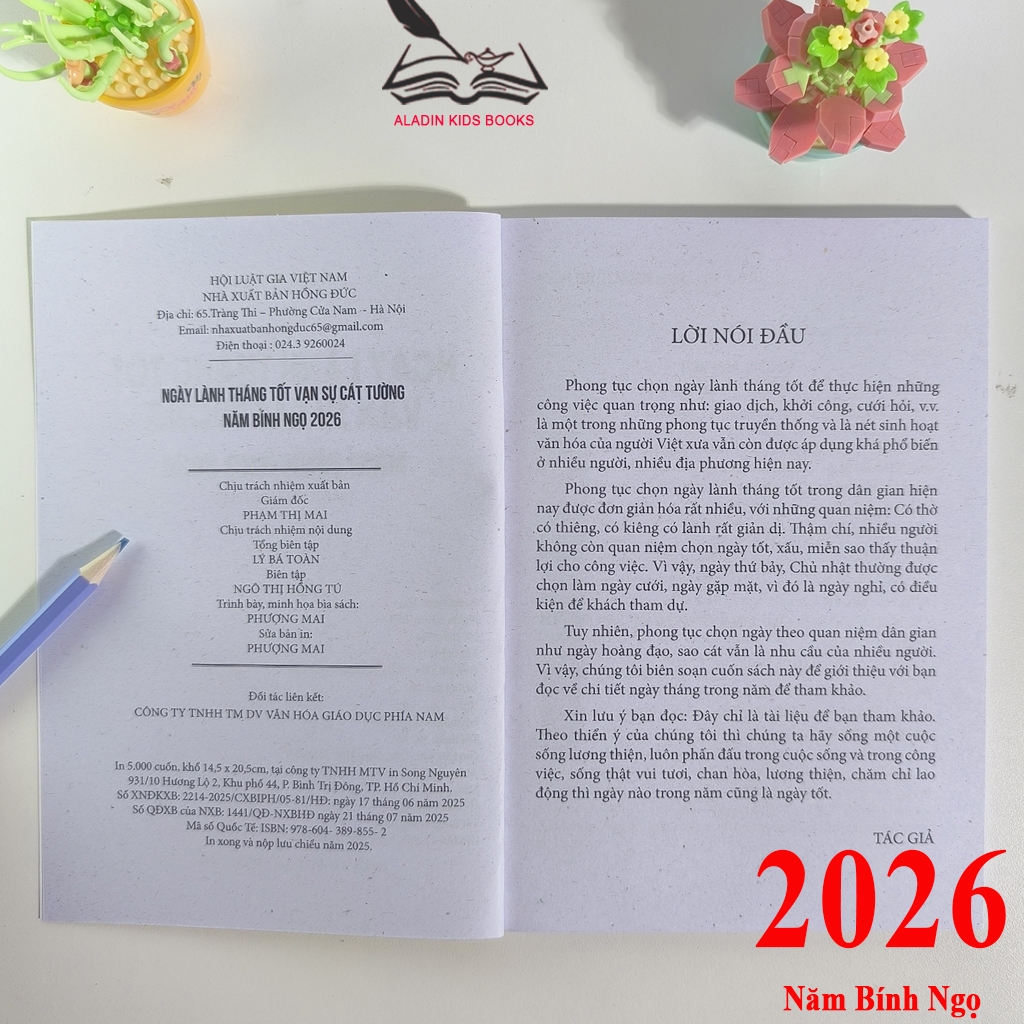 Sách- Ngày Lành Tháng Tốt Vạn Sự Cát Tường Năm Bính Ngọ 2026