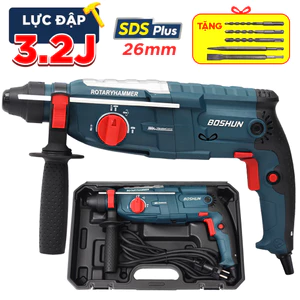 Máy Khoan Bê Tông Điện BS-RH1050PRO BOSHUN 3 Chức Năng Đầu Kẹp 10mm, kèm bộ 24 chi tiết