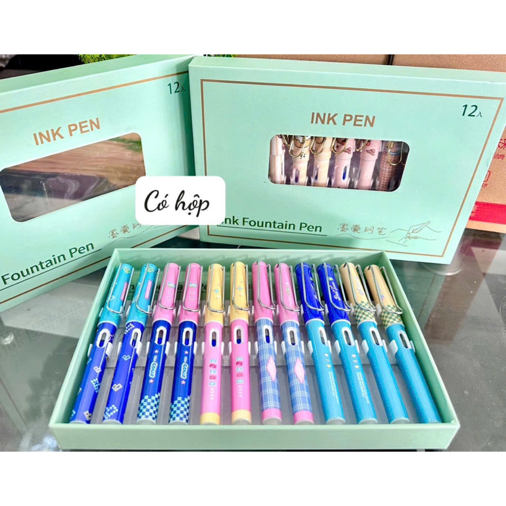 HỘP QUÀ 12 CÂY BÚT MÁY MỰC XANH XOÁ ĐƯỢC