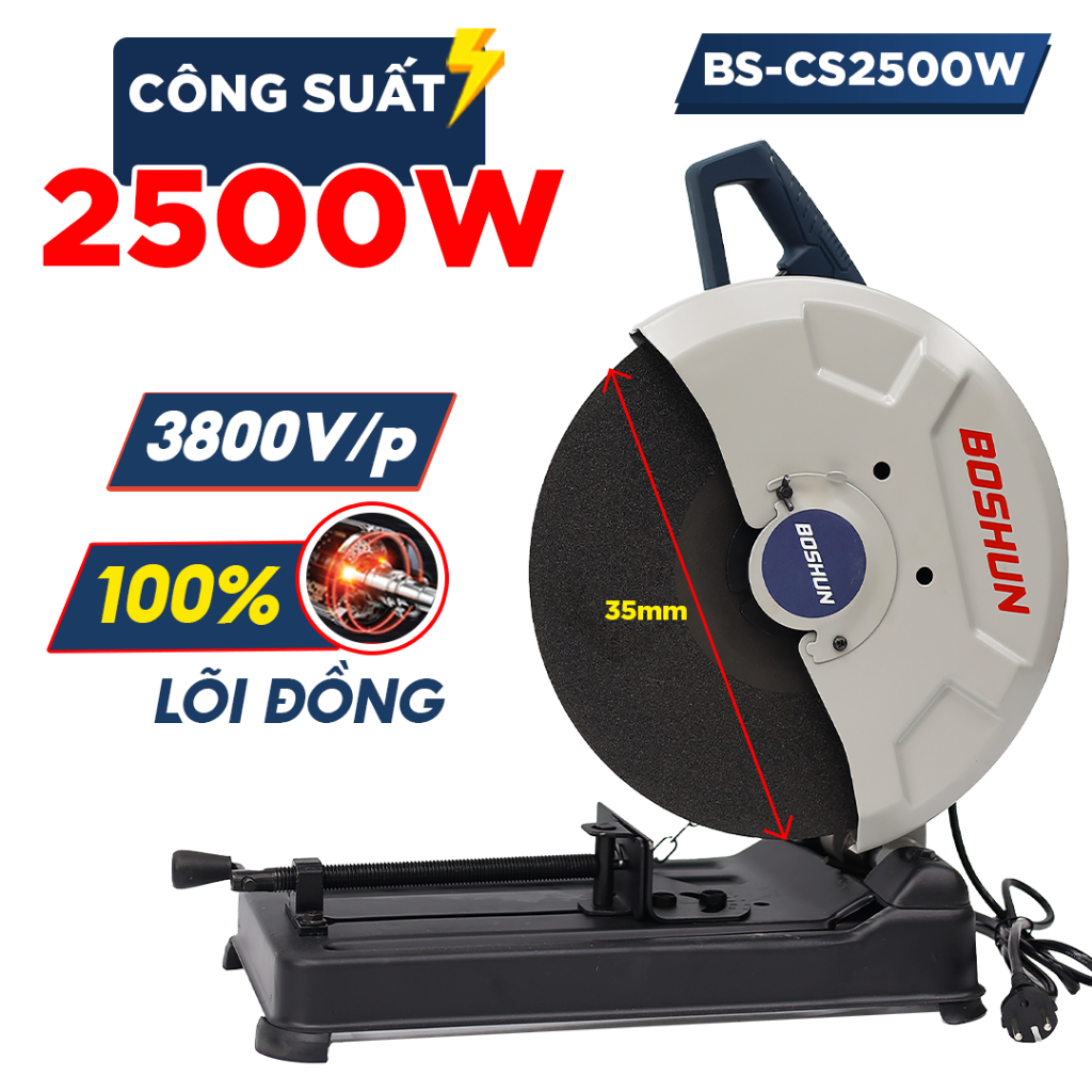 Máy cắt sắt bàn BS-CS2500W BOSHUN - Công Suất 2500W, Đường Kính Đĩa Cắt 355mm chính hãng