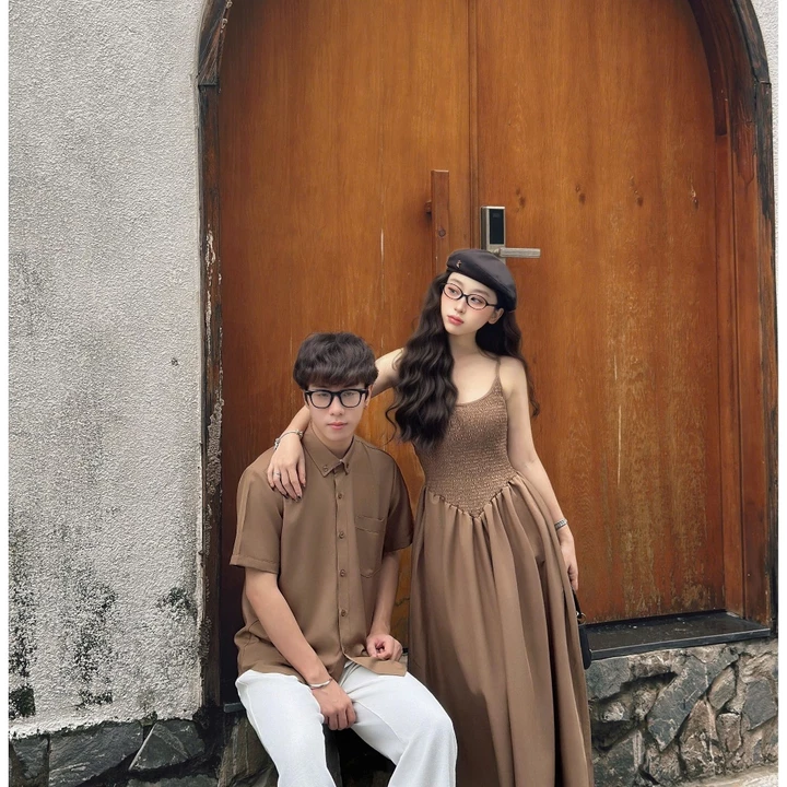 Set couple nam nữ, đồ cặp đi biển, đồ đôi LOVELY STORE,couple đồ đôi, áo váy cặp nam nữ đi biển