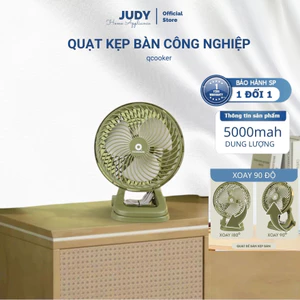 Quạt sạc mini để bàn Qcooker 4000 mAh, quạt kẹp bàn tích điện xoay 720 độ đế kẹp đa năng - Bảo hành 12 tháng