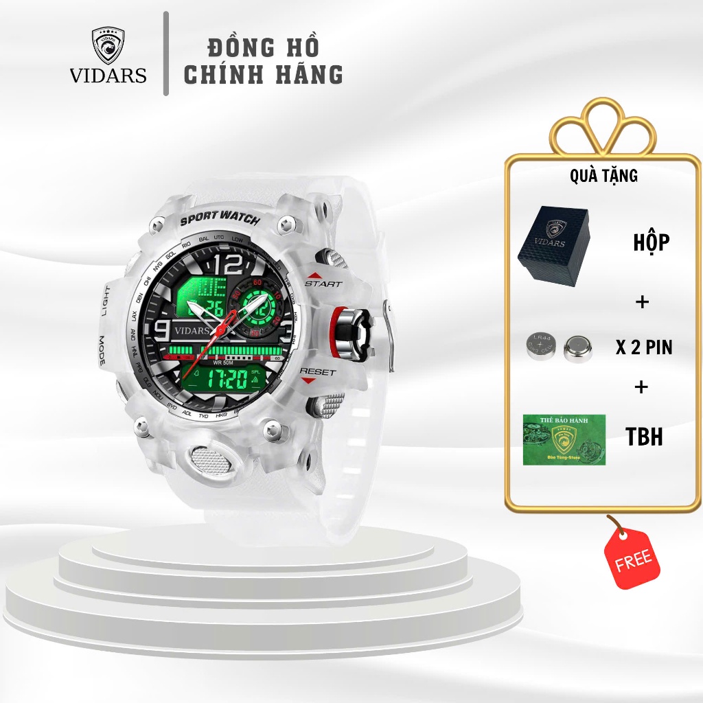 Đồng hồ nam VIDARS Thủy Quân dây silicone chống nước 5ATM đeo tay Watch Chính Hãng Cao Cấp