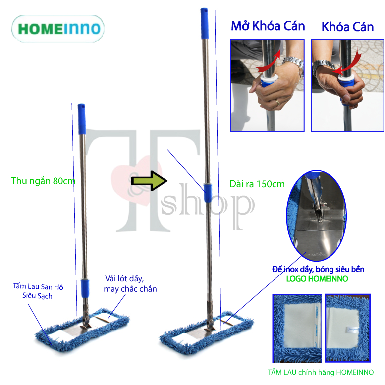 Tổng Hợp Các Size Cây Lau Nhà CÁN RÚT Thu Ngắn 90cm Dài Ra 150cm Bảng Inox Tấm Lau San Hô 45cm/50cm/60cm/80cm/90cm