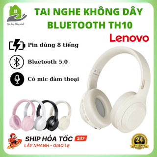 Tai Nghe Bluetooth Lenovo TH10 Kết Nối Phụ 3.5mm, Âm Thanh Nổi Giảm Ồn, Chống Nước, Tích Hợp Micro