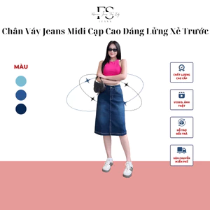 Váy Jeans JD322 Cạp Cao Xẻ Trước Chất Jean Xuất Mềm Mịn Co Giãn Thoải Mái Phù Hợp Đi Làm Đi chơi