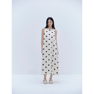 Đầm OLV suông dài chấm bi trẻ trung nữ tính Cream Dot Halter Neck Maxi Dress phù hợp đi chơi