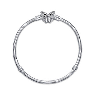 Vòng Tay Pandora Bạc Chính Hãng Khóa Bướm Đính Đá - Pandora Moments Butterfly Clasp Snake Chain Bracelet