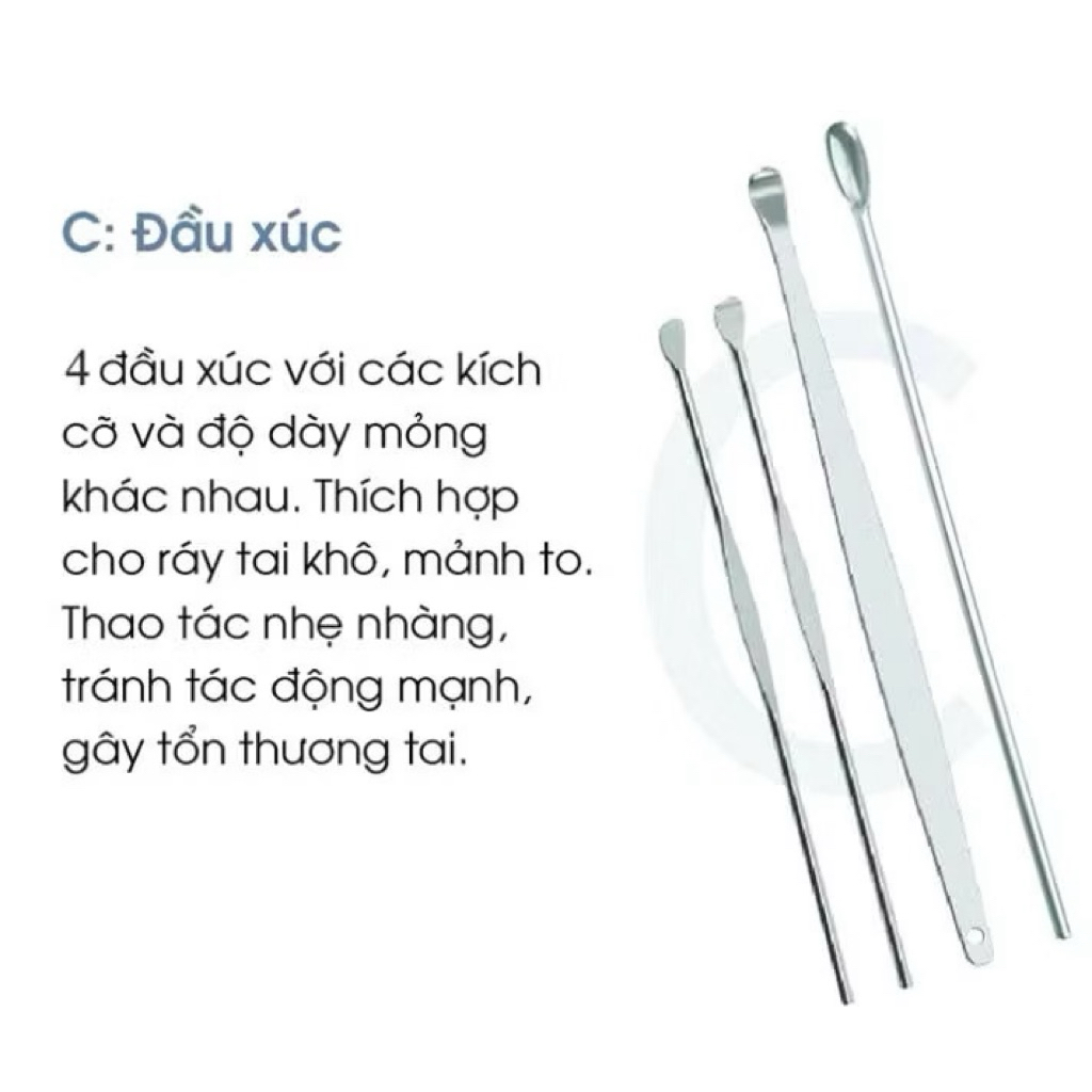 SET 6 Dụng Cụ Lấy Ráy Tai Bằng Thép Không Gỉ Kèm Túi Đựng Dụng Cụ Vệ Sinh Tai Dành Cho Gia Đình