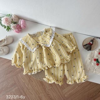 Set Đồ Bộ Dài Đũi Hàn Xinh Cho Bé Gái Ở Nhà, Đi Học, Đi Chơi,.... Bộ Dài Mẫu 3 Vàng