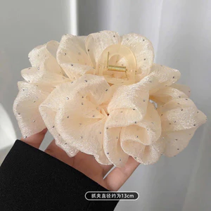 KẸP BẤU TÓC NƠ NHÚN ĐÍNH ĐÁ MÀU KEM