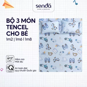 Bộ ga gối 3 món lụa Tencel cho bé Sen Đá Home Bedding cao cấp, set 2 vỏ gối, 1 ga giường bo chun 1m 1m2 1m6 1m8 họa tiết