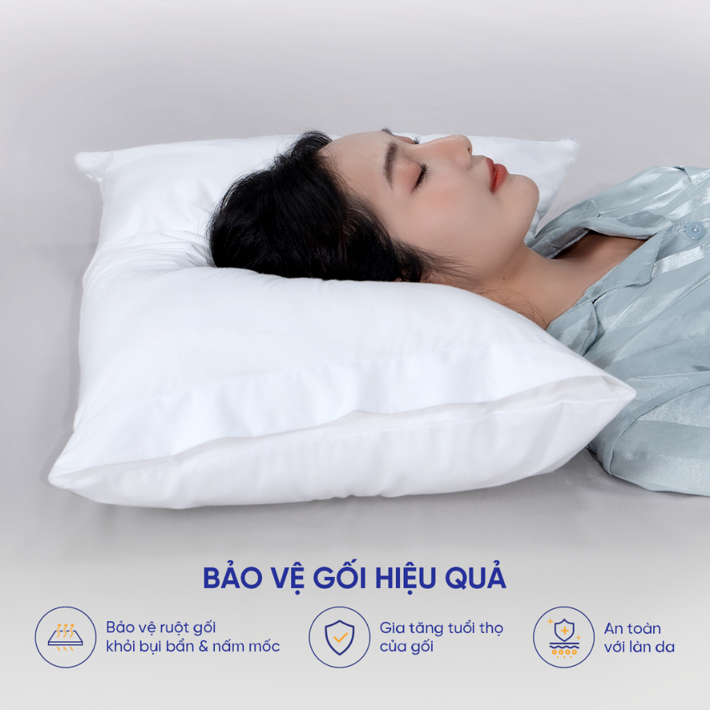 Vỏ bảo vệ gối Doona TENCEL cao cấp, bọc gối chống thấm mồ hôi, bao gối chất vải mát, tiện lợi