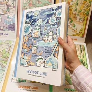 KLONG - Sổ Kẻ Ngang May Dán Gáy ♥ InviDot Line Tili Dreamland A4 300tr 70/76; MS: 212 ♥ Củ Cải Dễ Thương ♥