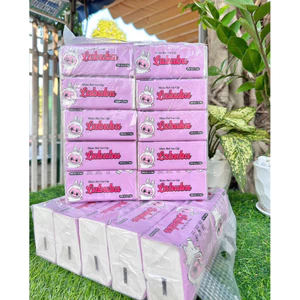 TÚI 10 GÓI KHĂN GIẤY ĂN LABUBU HỒNG 300 TÒ X 3 LỚP
