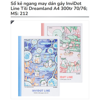 KLONG - Sổ Kẻ Ngang May Dán Gáy ♥ InviDot Line Tili Dreamland A4 300tr 70/76; MS: 212 ♥ Củ Cải Dễ Thương ♥
