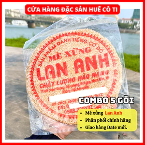COMBO 05 Kẹo Mè Xửng Tròn Lan Anh Mè Trắng Gói 100g, Mè Xửng Dẻo, Đặc Sản Huế
