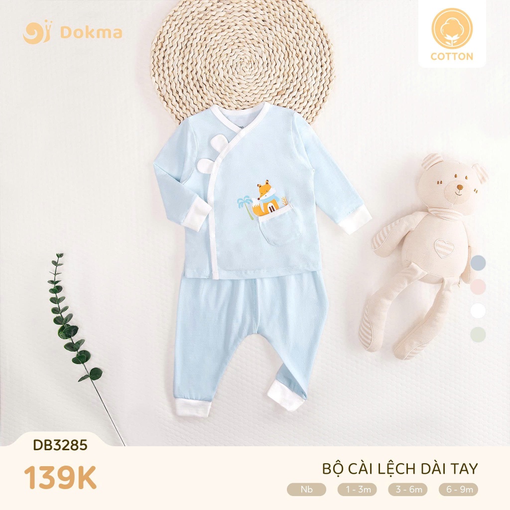 (2,8-9kg) Bộ Sơ Sinh Dài Tay Cotton DOKMA DB2343 DB2345 DB2481 DB3070  DB3071 DB3359 DB3285