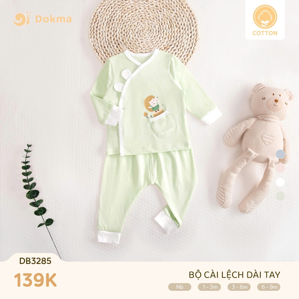 (3-9kg) Bộ Sơ Sinh Dài Tay Cho Bé Dokma DB3070  DB3302 DB3359 DB3285 DB3071