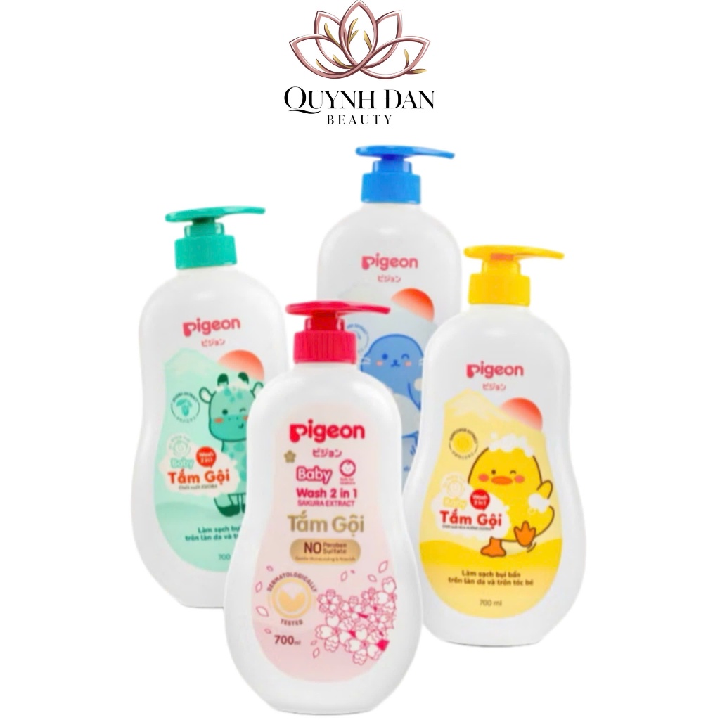 Sữa tắm gội dịu nhẹ Pigeon 2 in 1 cho bé 200ml-700ml hoa hướng dương/Jojoba.