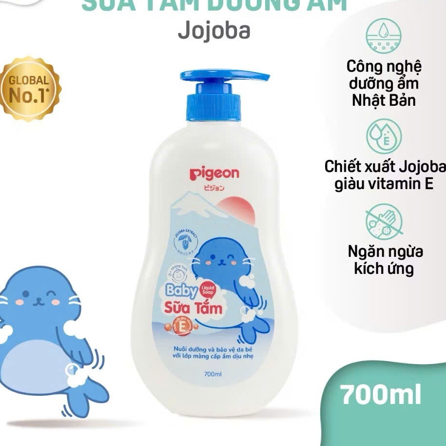 Sữa tắm gội dịu nhẹ Pigeon 2 in 1 cho bé 200ml-700ml hoa hướng dương/Jojoba.