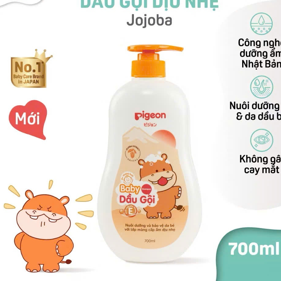 Sữa tắm gội dịu nhẹ Pigeon 2 in 1 cho bé 200ml-700ml hoa hướng dương/Jojoba.
