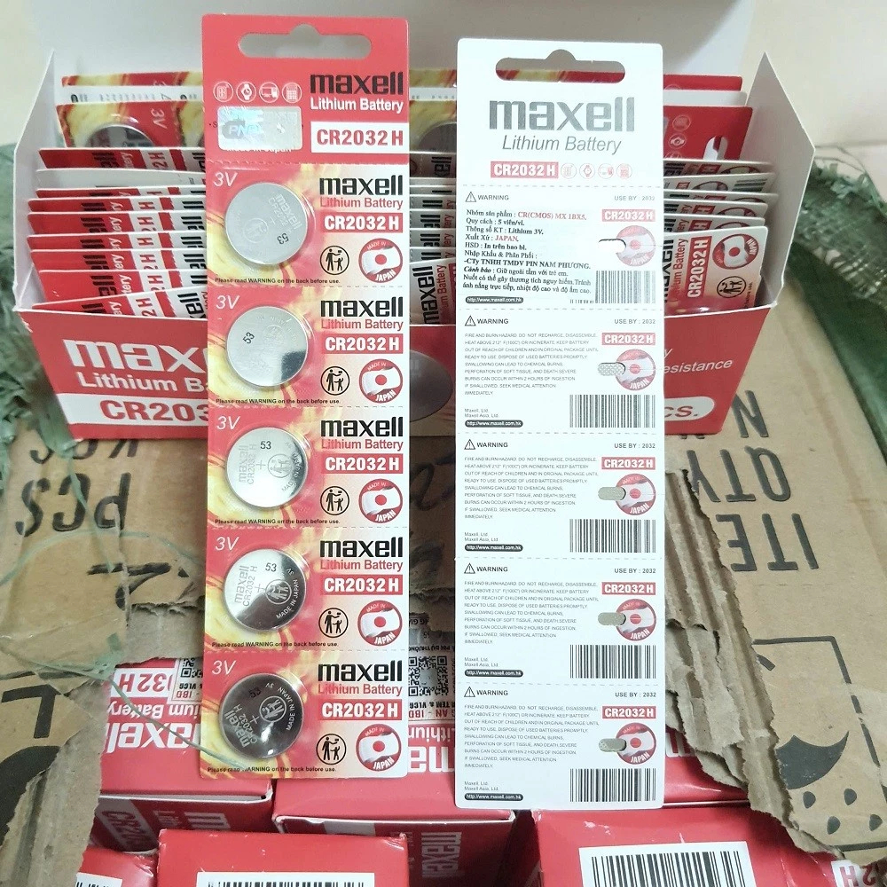 Vỉ 5 Pin CR2032H Maxell 3V - Pin Đồng Hồ, Pin CMOS Máy Tính, Đồ Chơi, Điều Khiển Từ Xa,Cửa Cuốn Loại Tốt