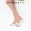 - Giày cao gót nữ mũi vuông phối nơ kiểu dáng dễ thương cao 7cm màu kem hoa nhí - EM150