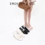 - Giày cao gót nữ mũi vuông phối nơ kiểu dáng dễ thương cao 7cm màu kem hoa nhí - EM150